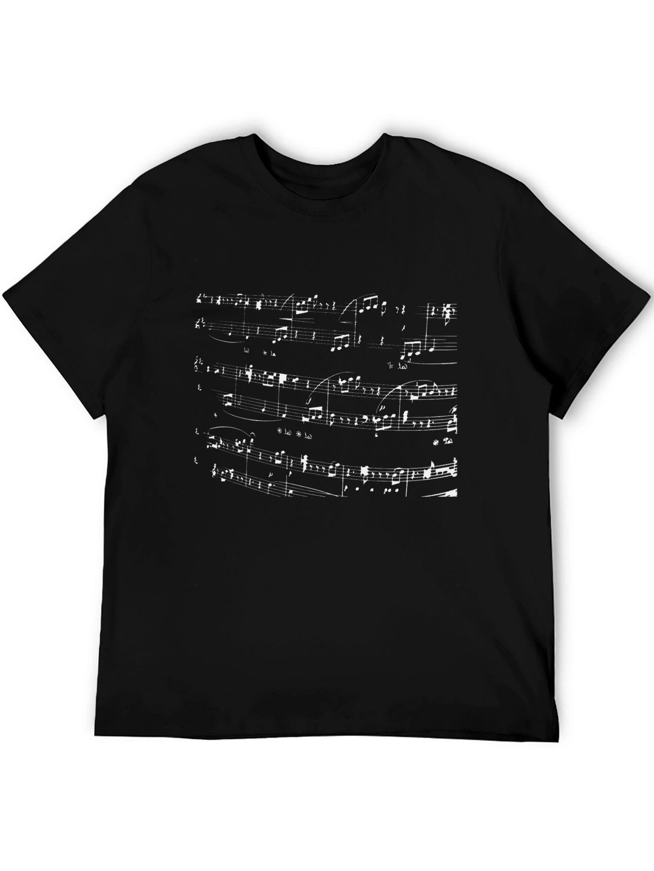 Black Musical Score Graphic T-Shirt - Black Cotton Blend view 5