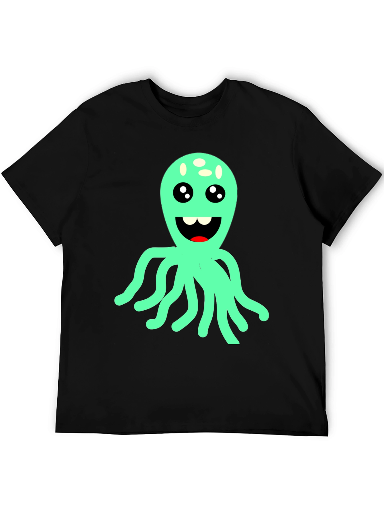 Black Cute Octopus Graphic T-Shirt - Black view 5