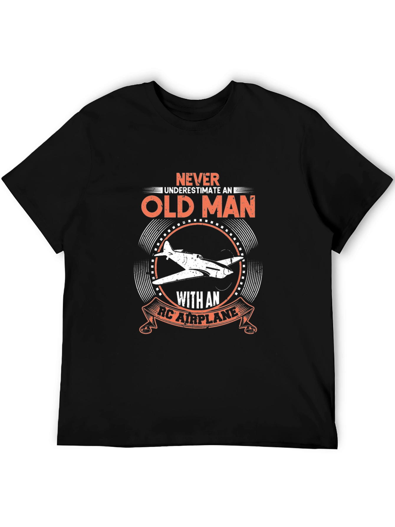 Black Old Man RC Airplane T-Shirt - Black view 5