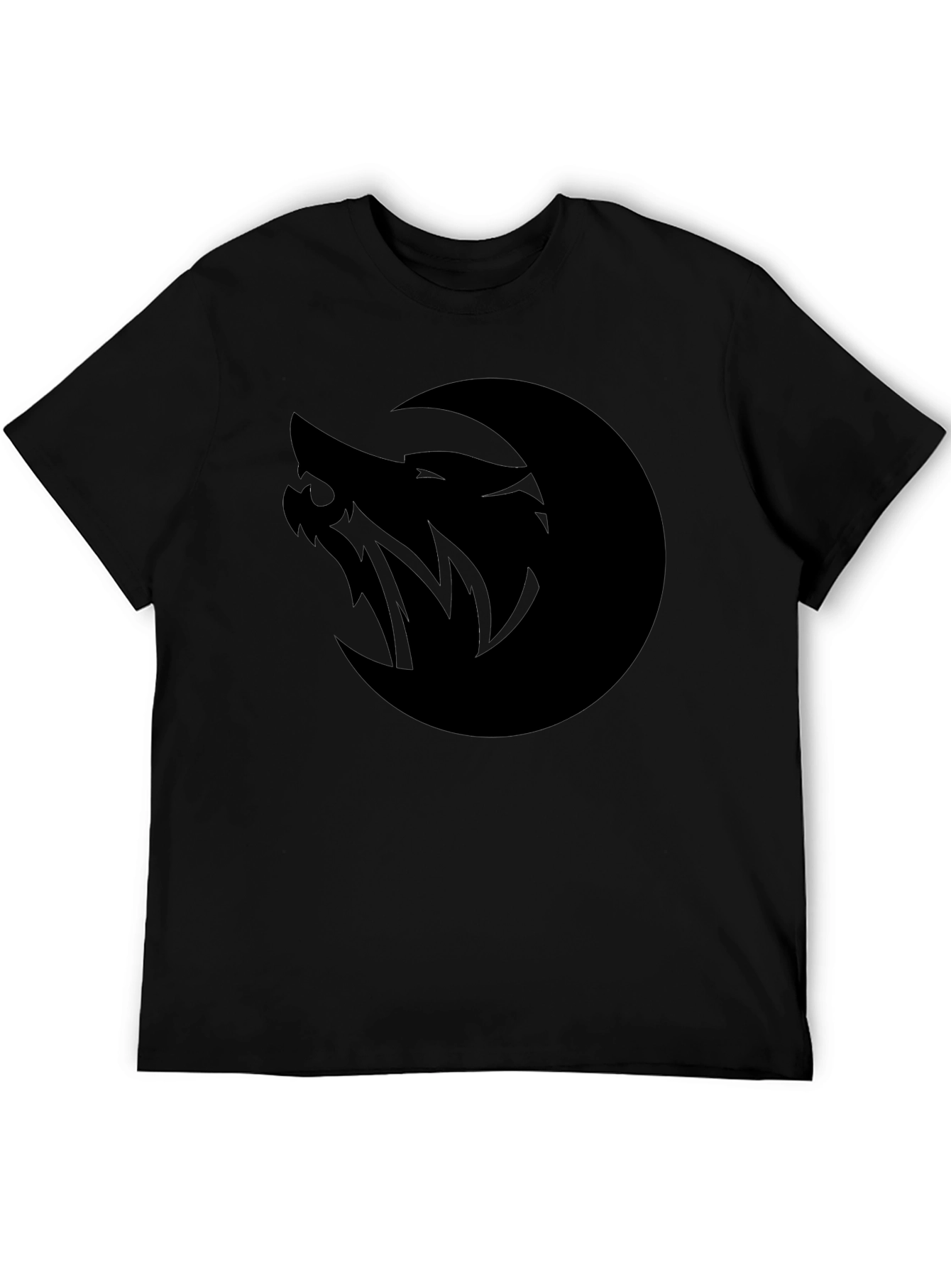 Black Wolf Moon Graphic Tee - Black Cotton T-Shirt view 5