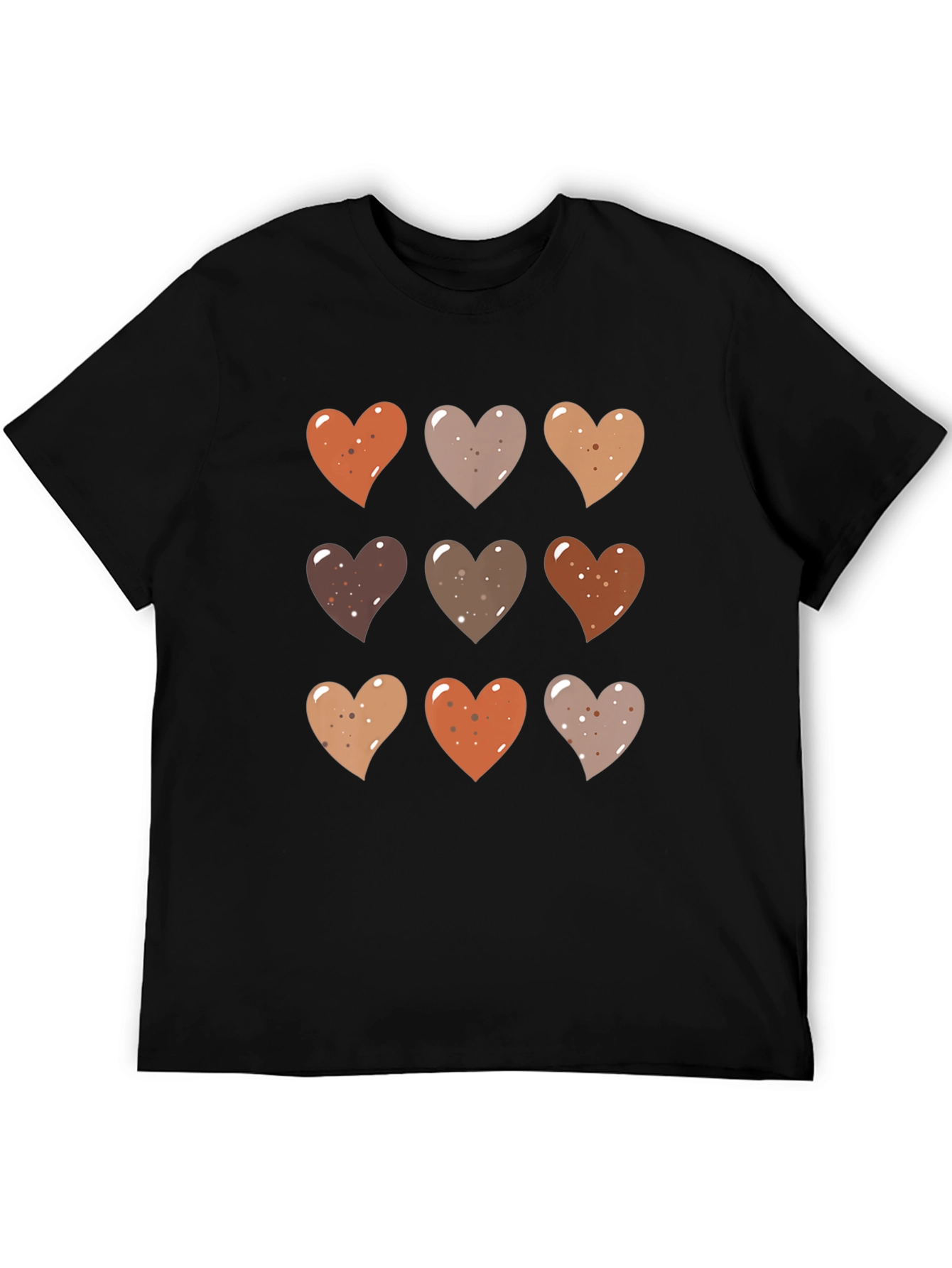 Black Heart Pattern T-Shirt - Stylish Casual Wear view 5