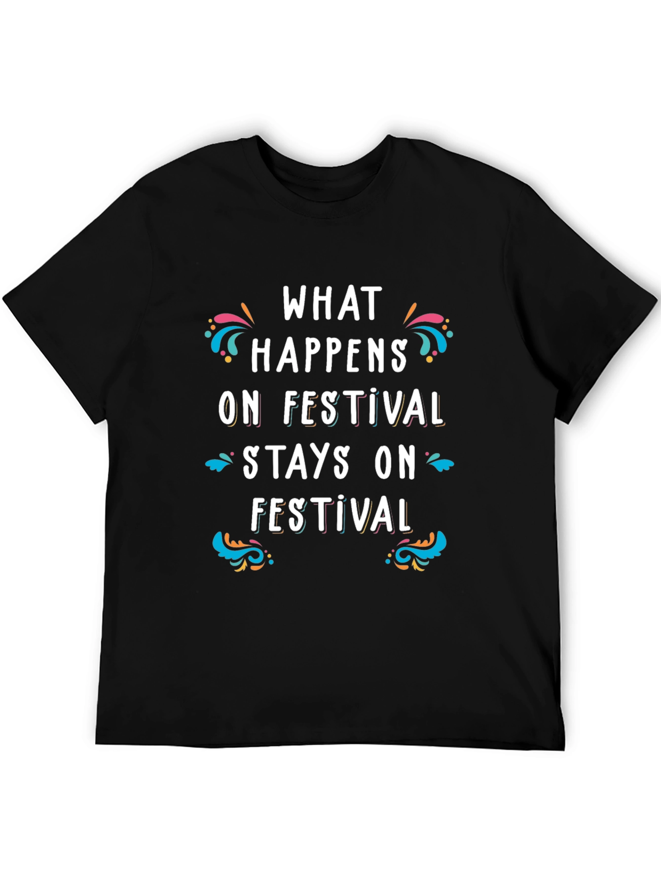 Black Festival Vibes Black Graphic T-Shirt view 5