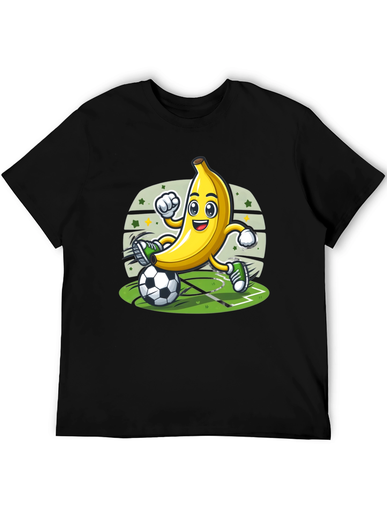 Black Funny Banana Soccer Player T-Shirt view 5