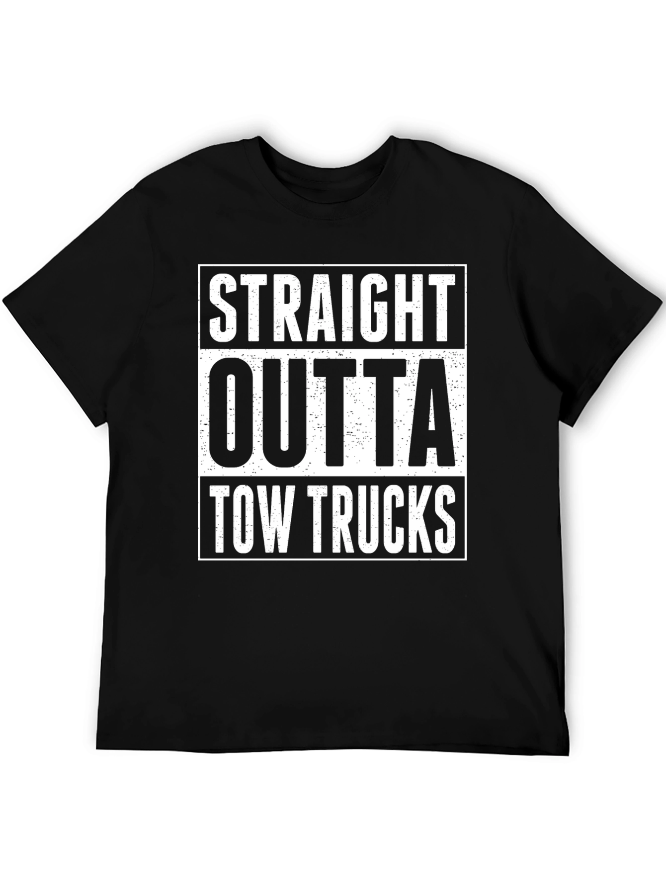 Black Straight Outta Tow Trucks Funny T-Shirt view 5
