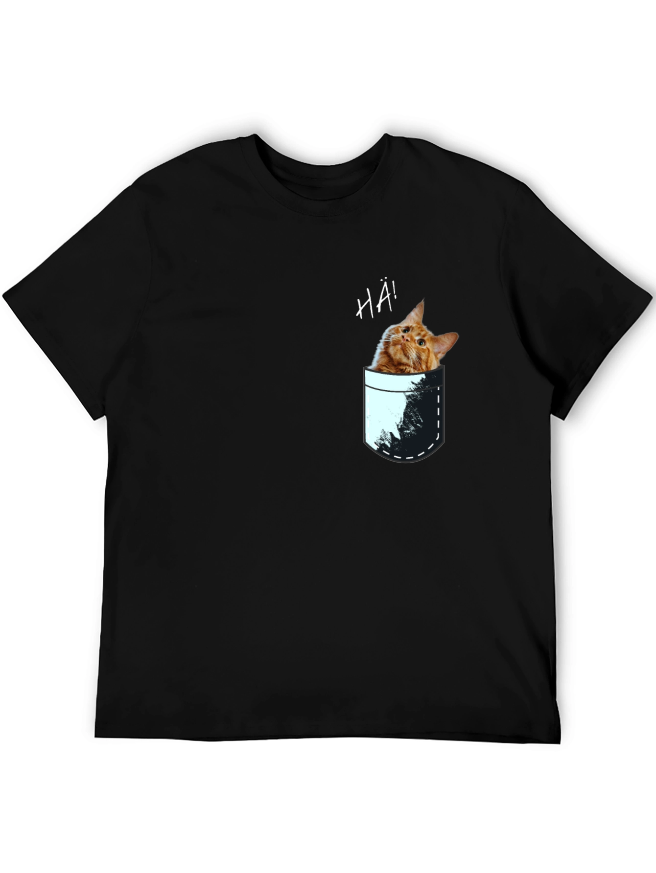Black Cat Pocket Graphic Tee - Quirky Men's T-Shirt view 5