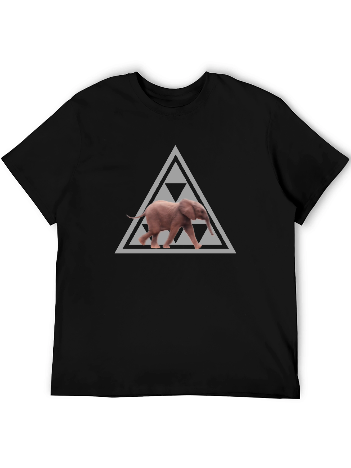 Black Elephant Triforce Graphic Print Black T-Shirt view 5