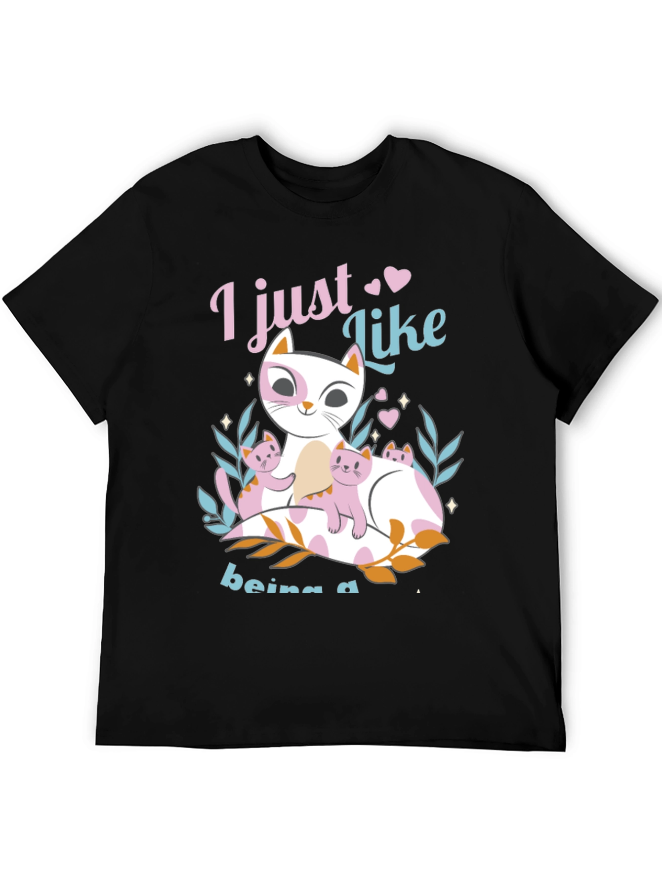 Black Cute Cat Lover T-Shirt - Just Like Being a Cat Mom view 5
