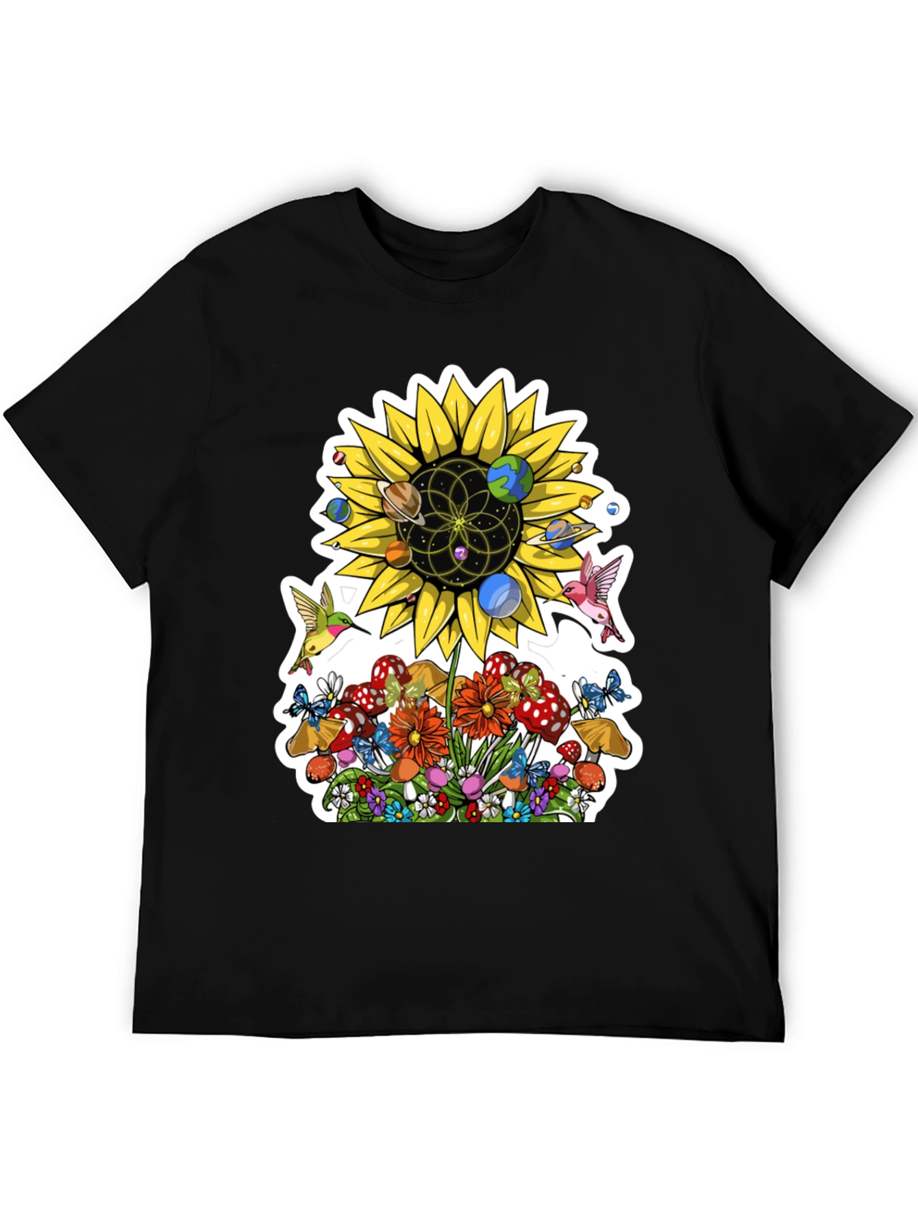 Black Nature Print Graphic Tee view 5