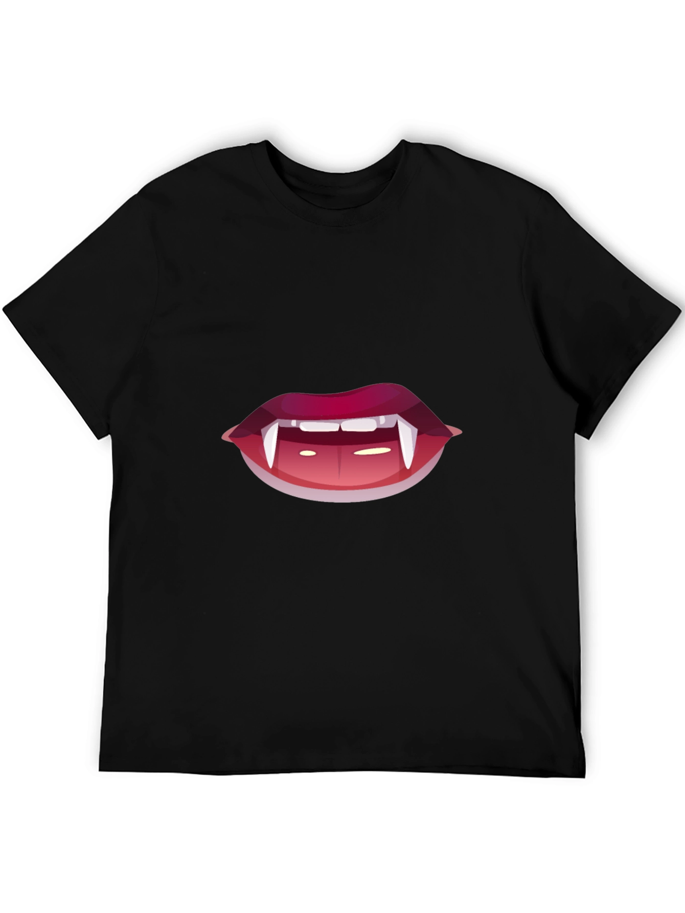 Black Vampire Lips Graphic Tee - Black Cotton T-Shirt view 5