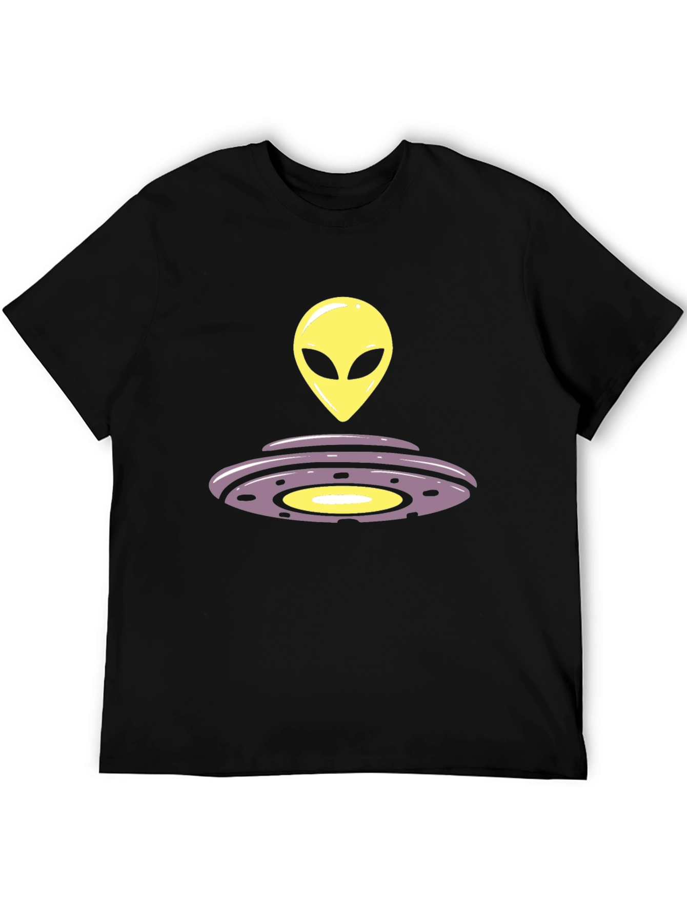 Black Alien UFO Graphic Tee - Black Casual T-Shirt view 5