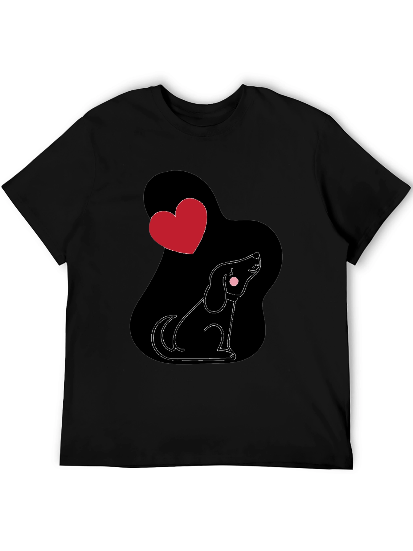 Black Dog Lover T-Shirt, Heart Design view 5