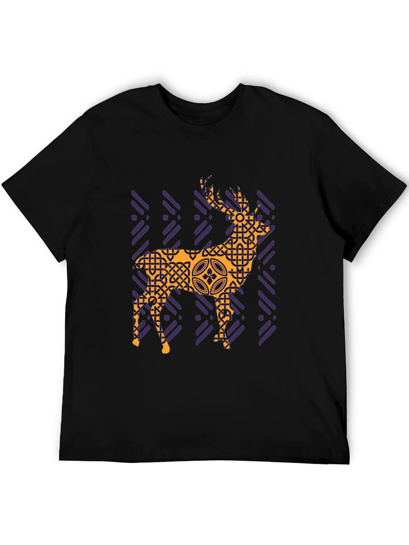 Black Geometric Deer Graphic Tee - Black view 5