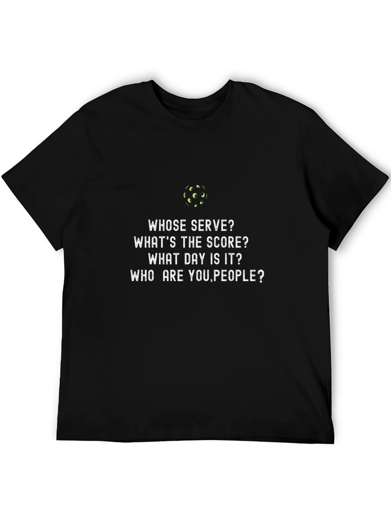 Black Pickleball T-Shirt - Whose Serve? Funny Player Tee view 5