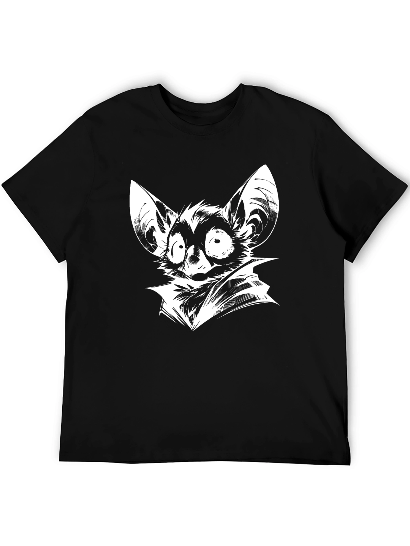 Black Bat Cartoon Graphic Print T-Shirt view 5