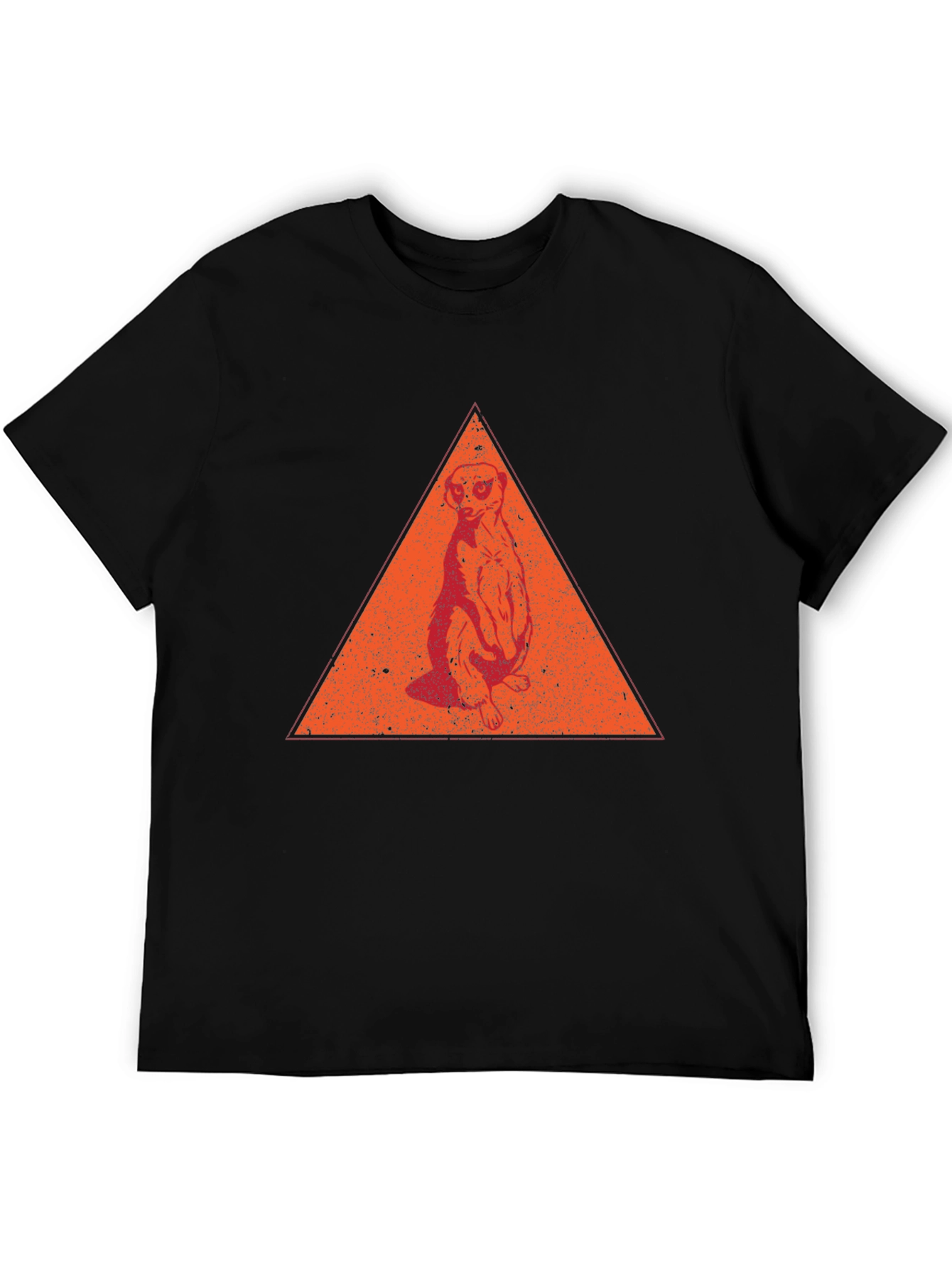 Black Meerkat Triangle Graphic Tee - Casual Black T-Shirt view 5