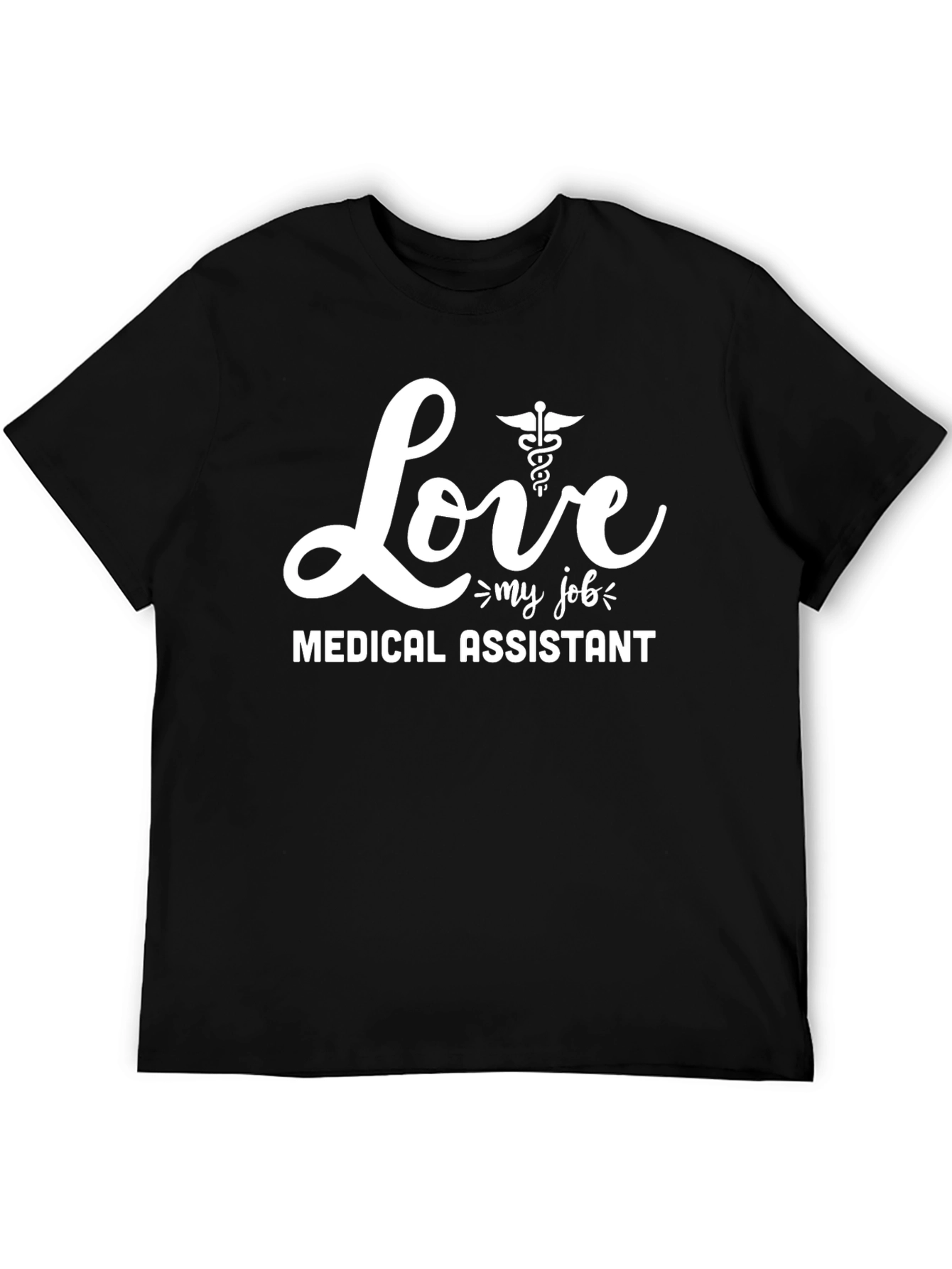 Black Love My Job Medical Assistant Graphic T-Shirt view 5