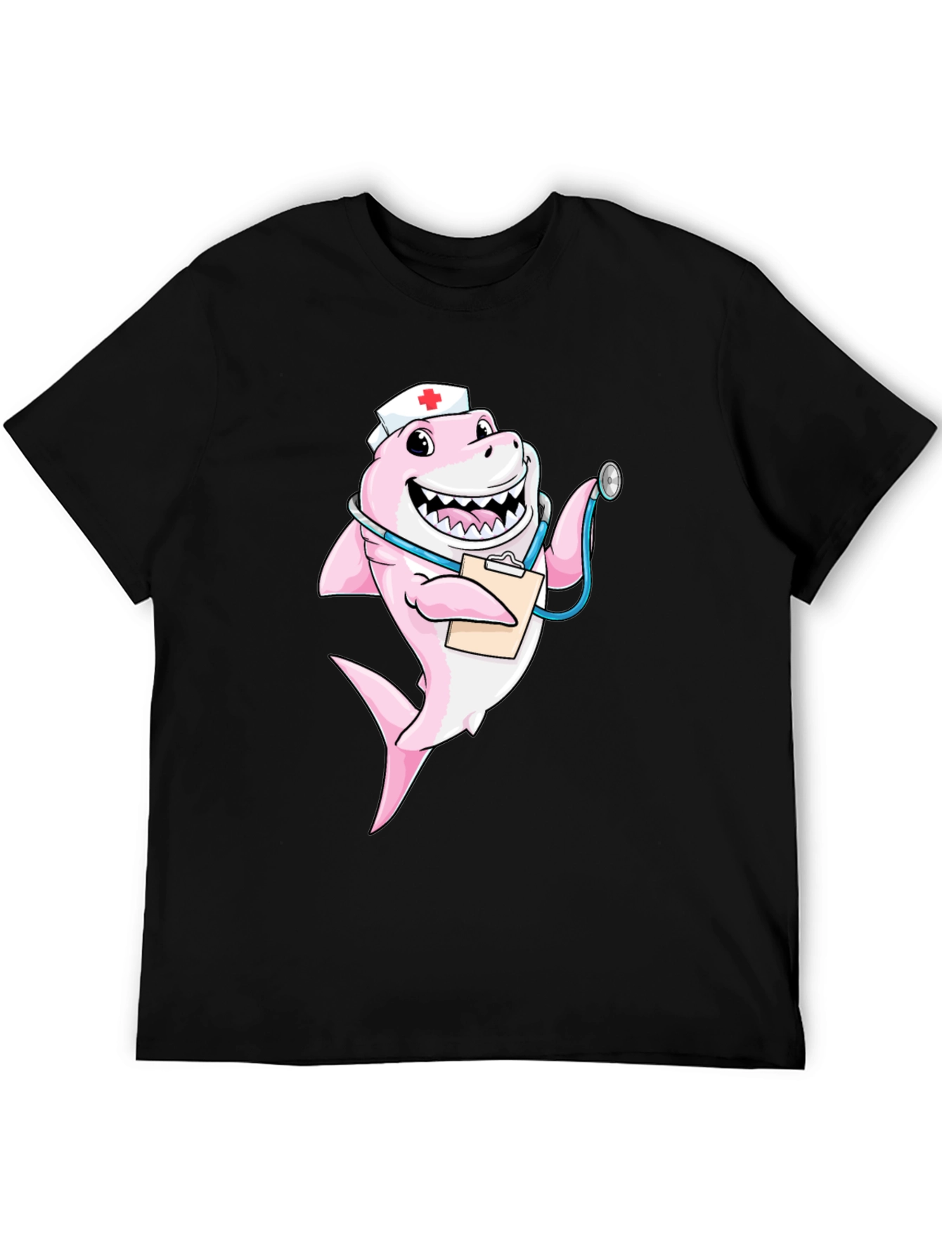 Black Nurse Shark T-Shirt - Funny Cartoon Graphic Tee view 5