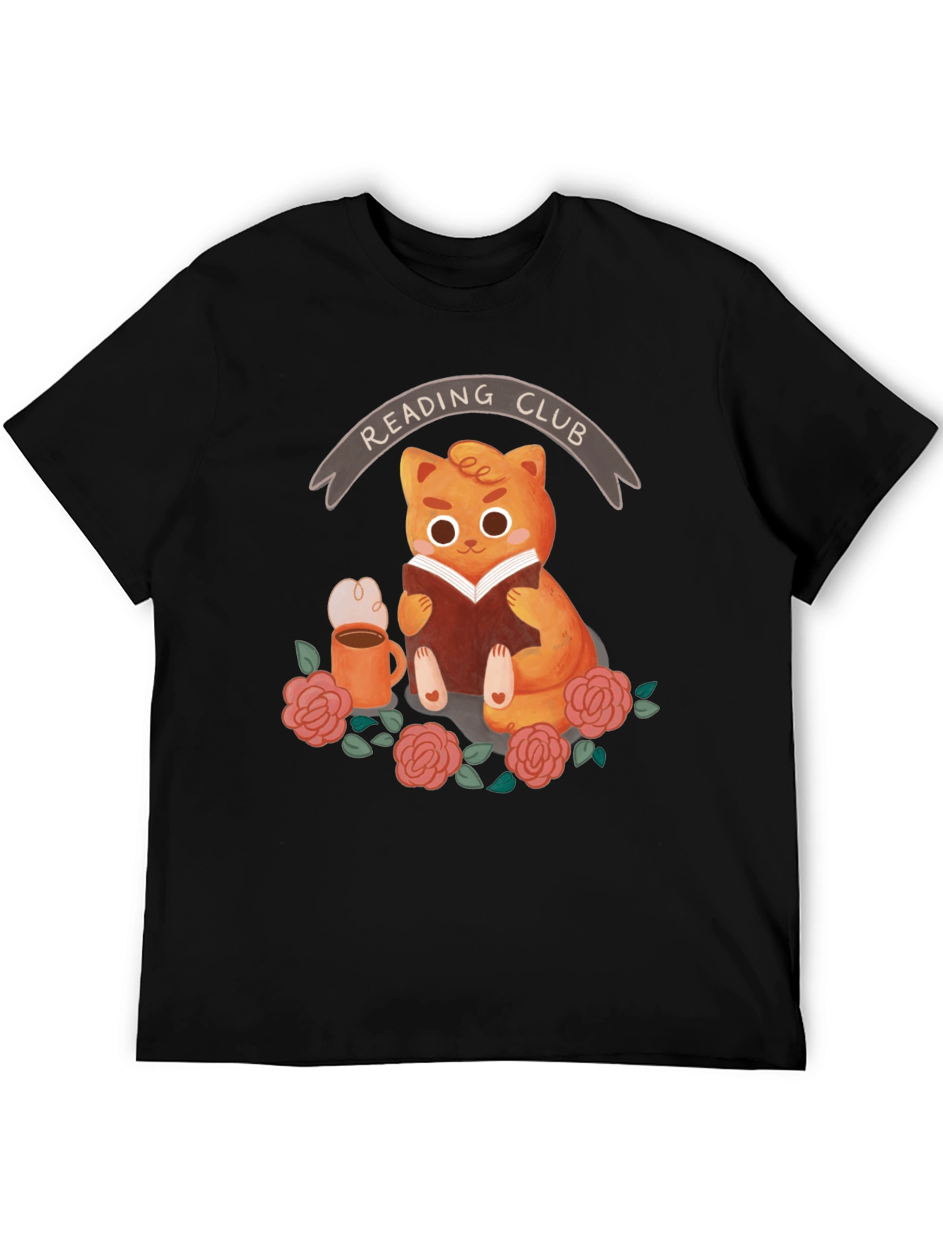 Black Reading Club Cat T-Shirt view 5