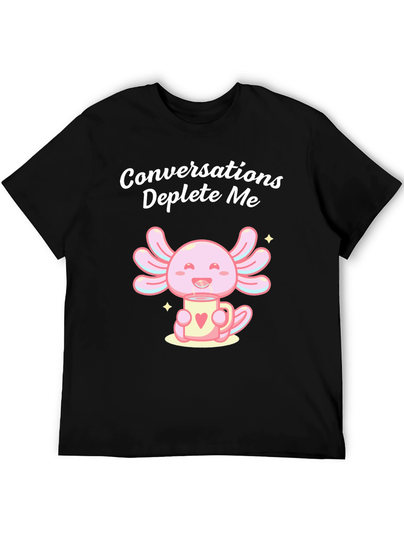 Black Conversations Deplete Me Axolotl T-Shirt view 5