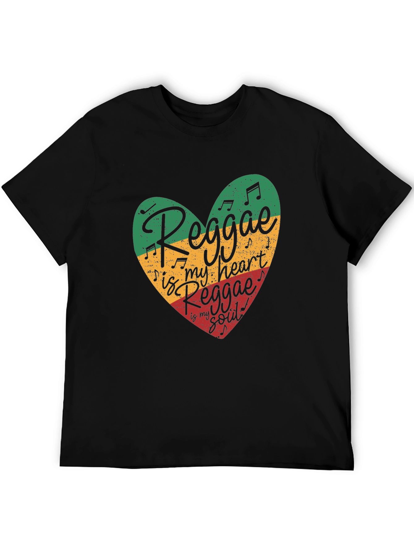 Black Reggae Heart T-Shirt - Music Lover Tee view 5