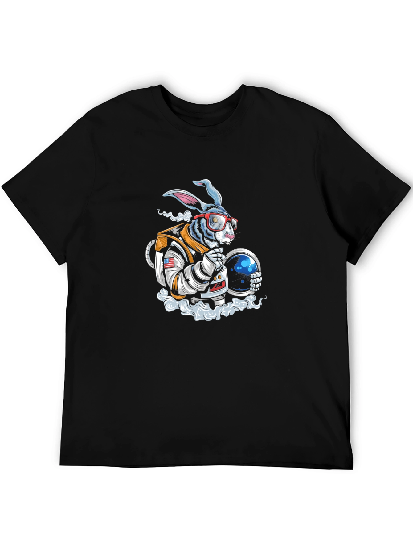 Black Astronaut Rabbit Graphic T-Shirt - Space Adventure Tee view 5