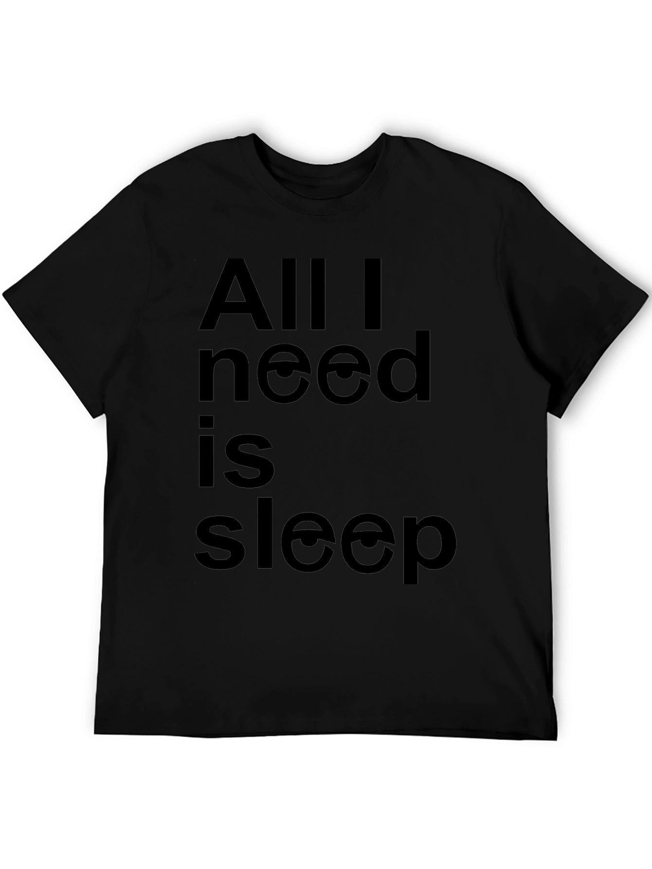 Black All I Need Is Sleep Funny Graphic Tee - Black T-Shirt view 5
