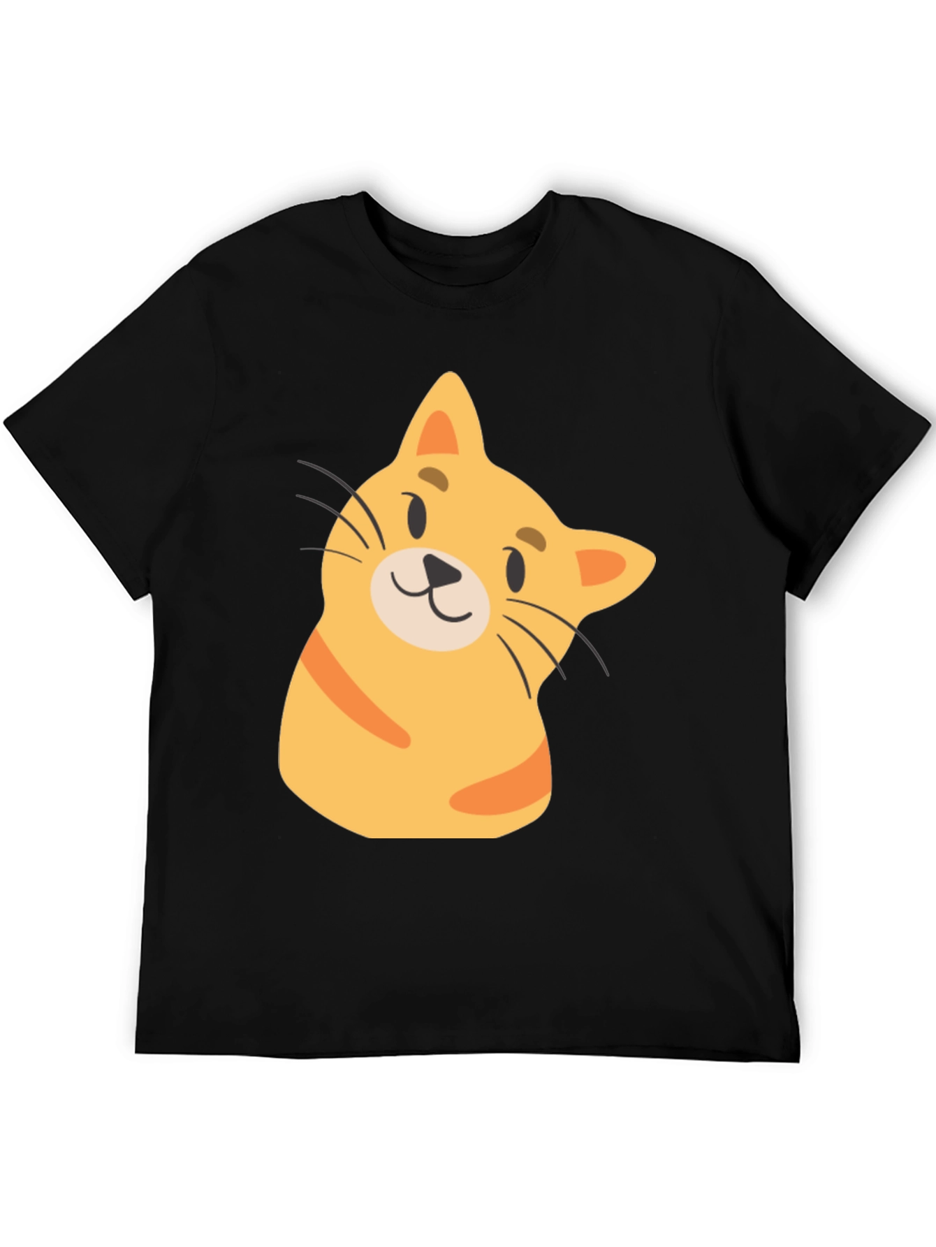 Black Cute Cartoon Cat Black T-Shirt view 5