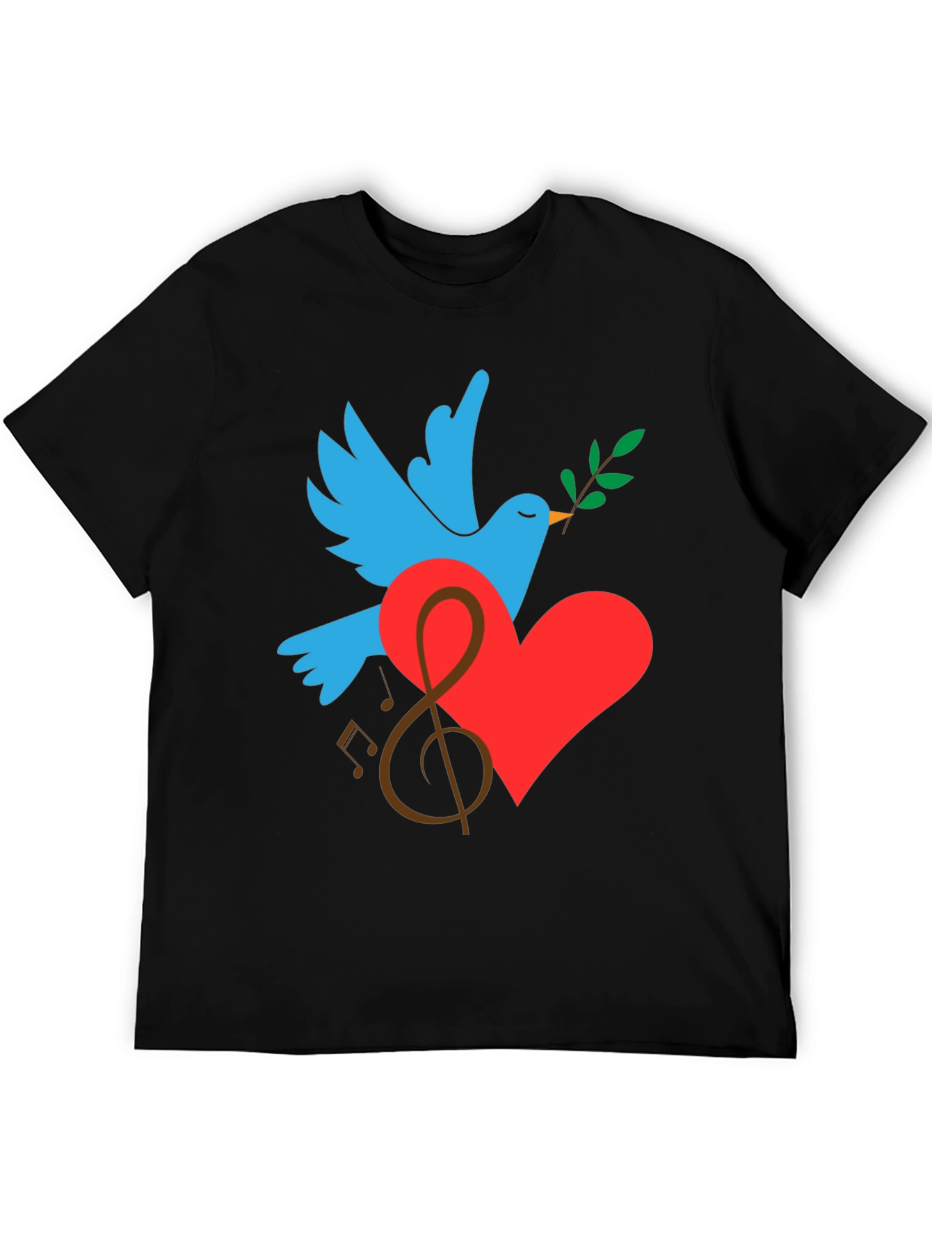 Black Peace Dove Graphic Print Black T-Shirt view 5