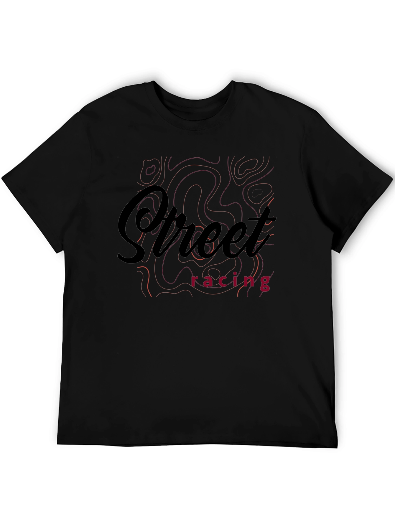 Black Street Racing Graphic Print Black T-Shirt view 5