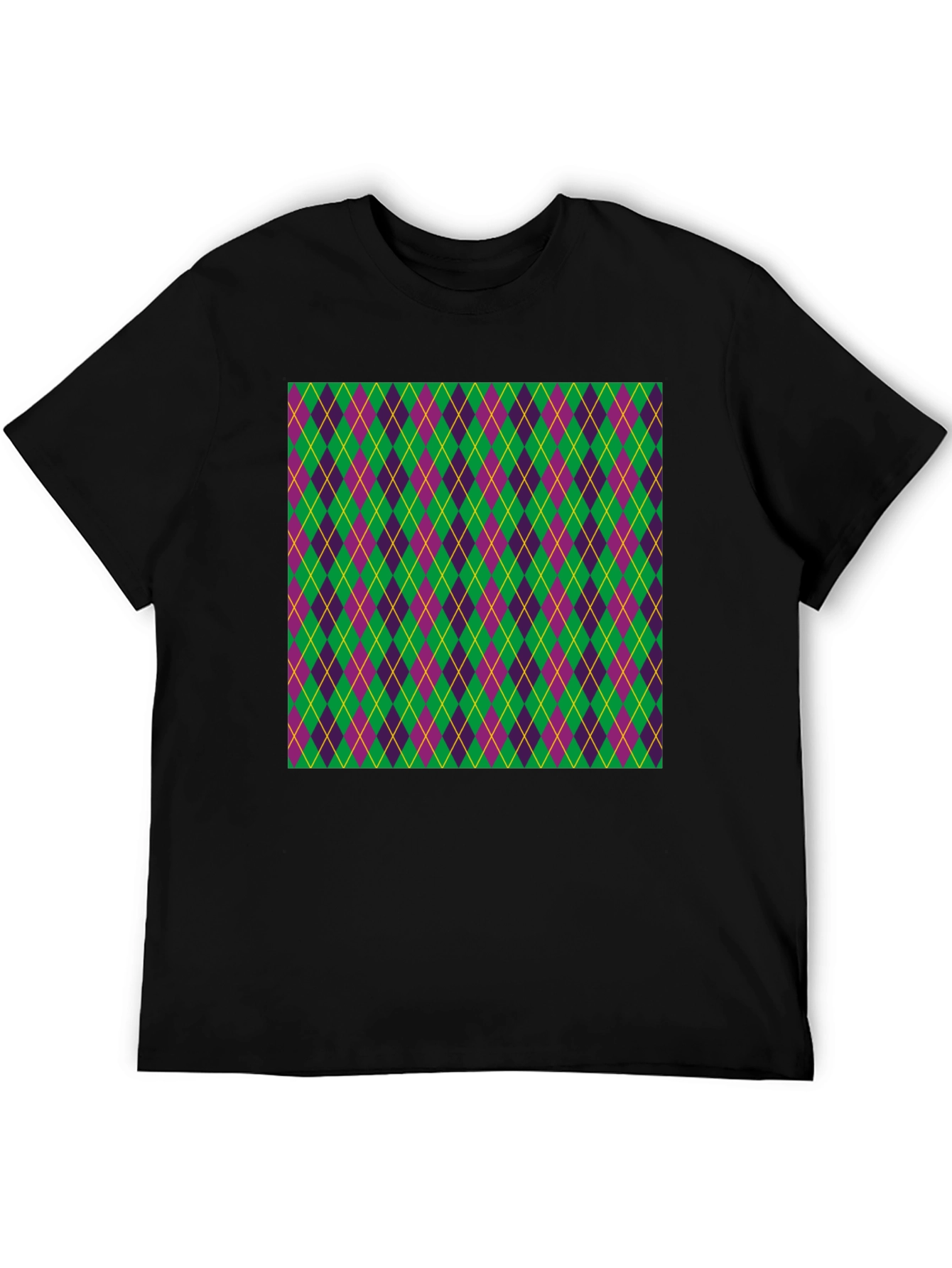 Black Mardi Gras Argyle T-Shirt, Festival Fashion view 5