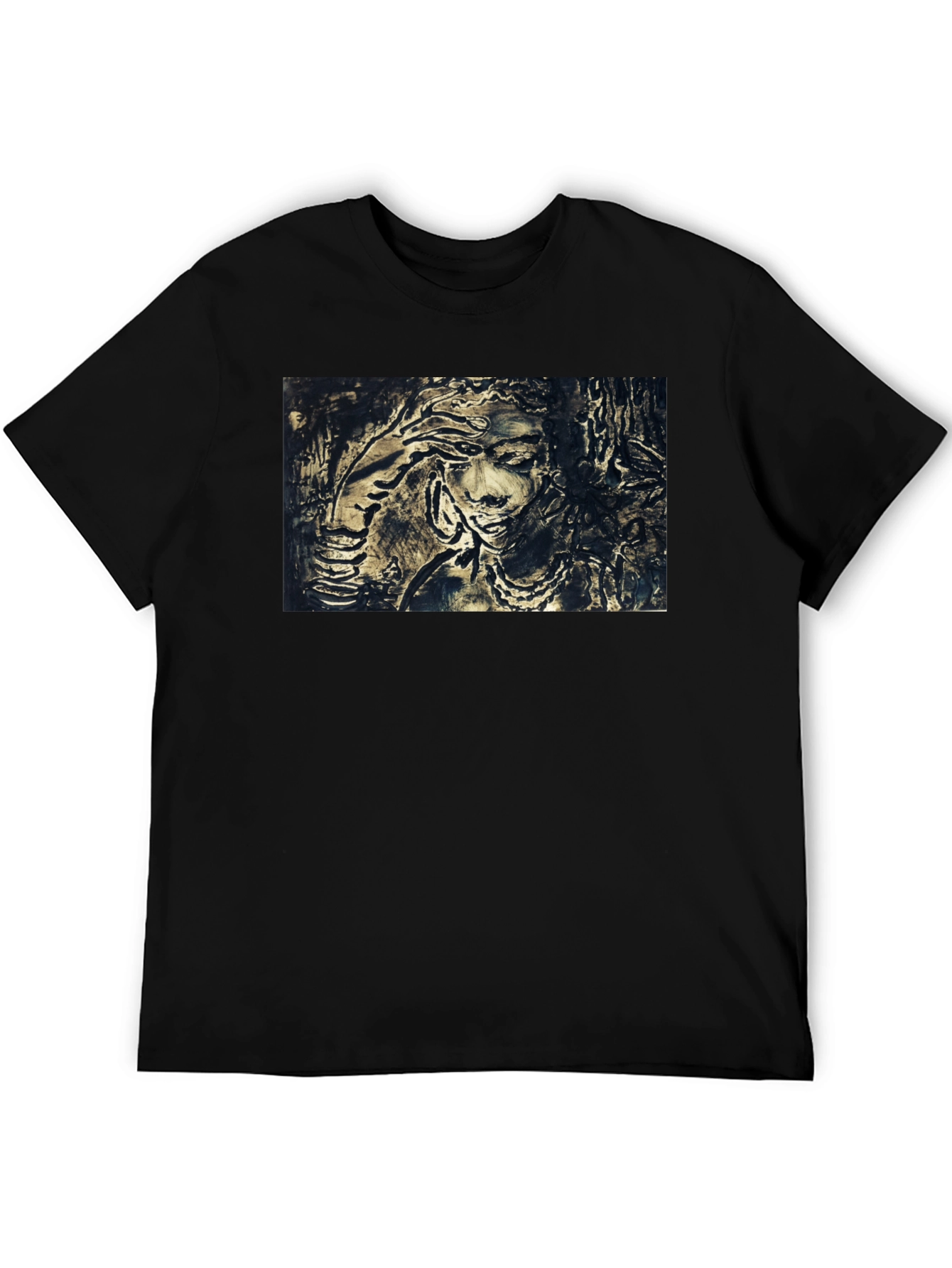 Black Artistic Woman Graphic Black T-Shirt view 5