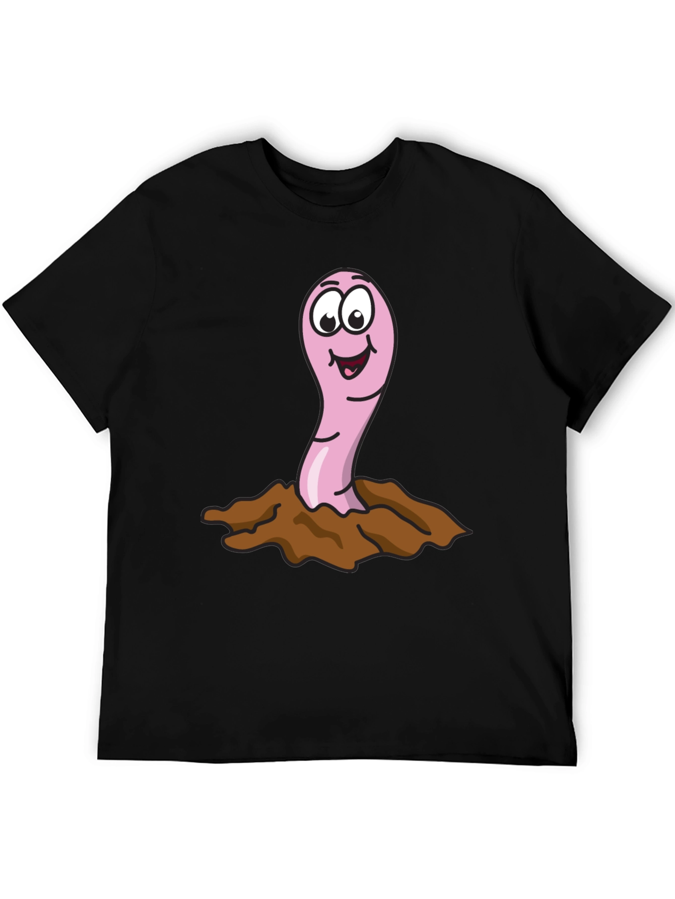 Black Funny Worm T-Shirt - Cartoon Earthworm Tee view 5