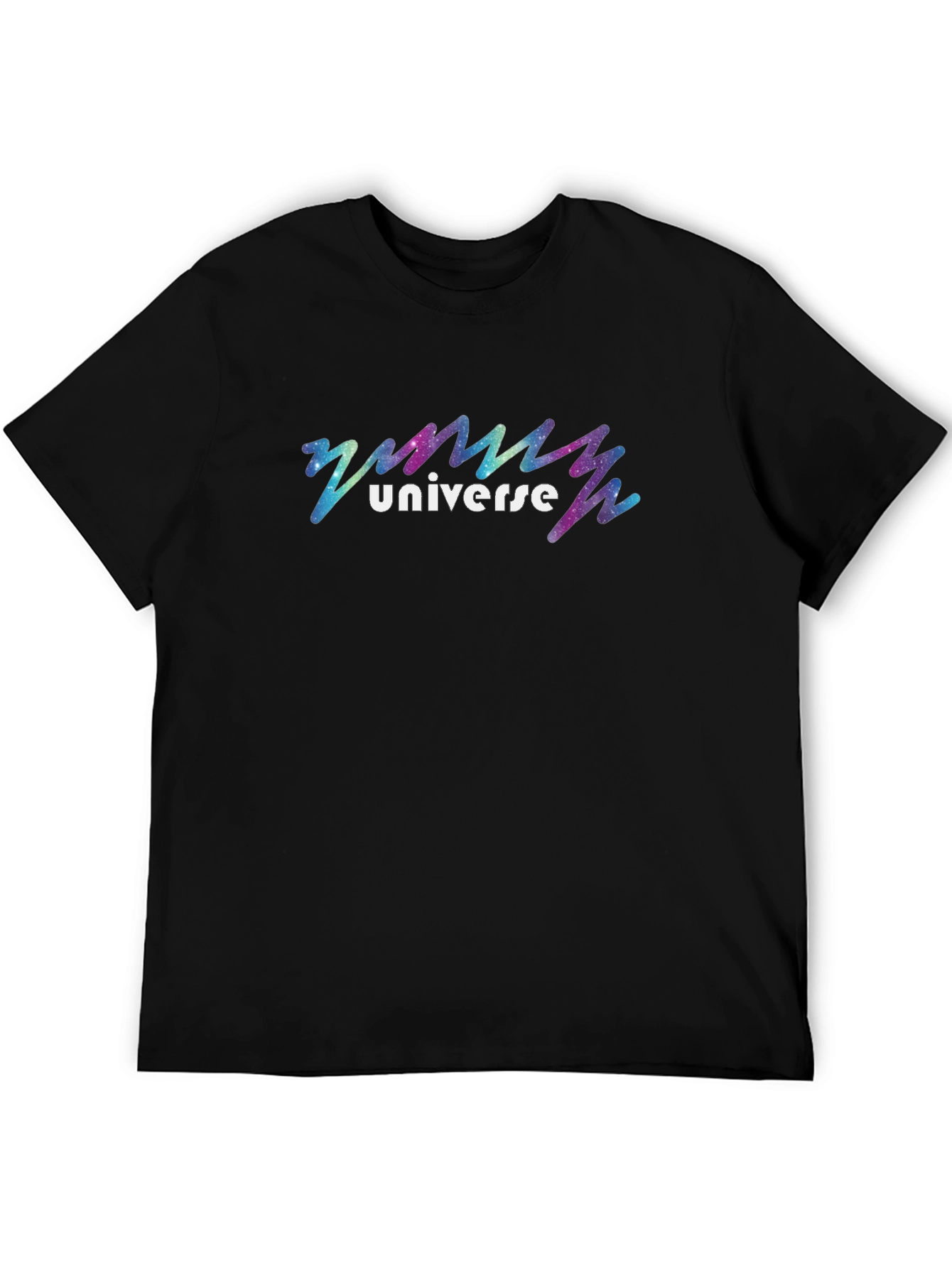 Black Universe Galaxy Graphic Black T-Shirt view 5