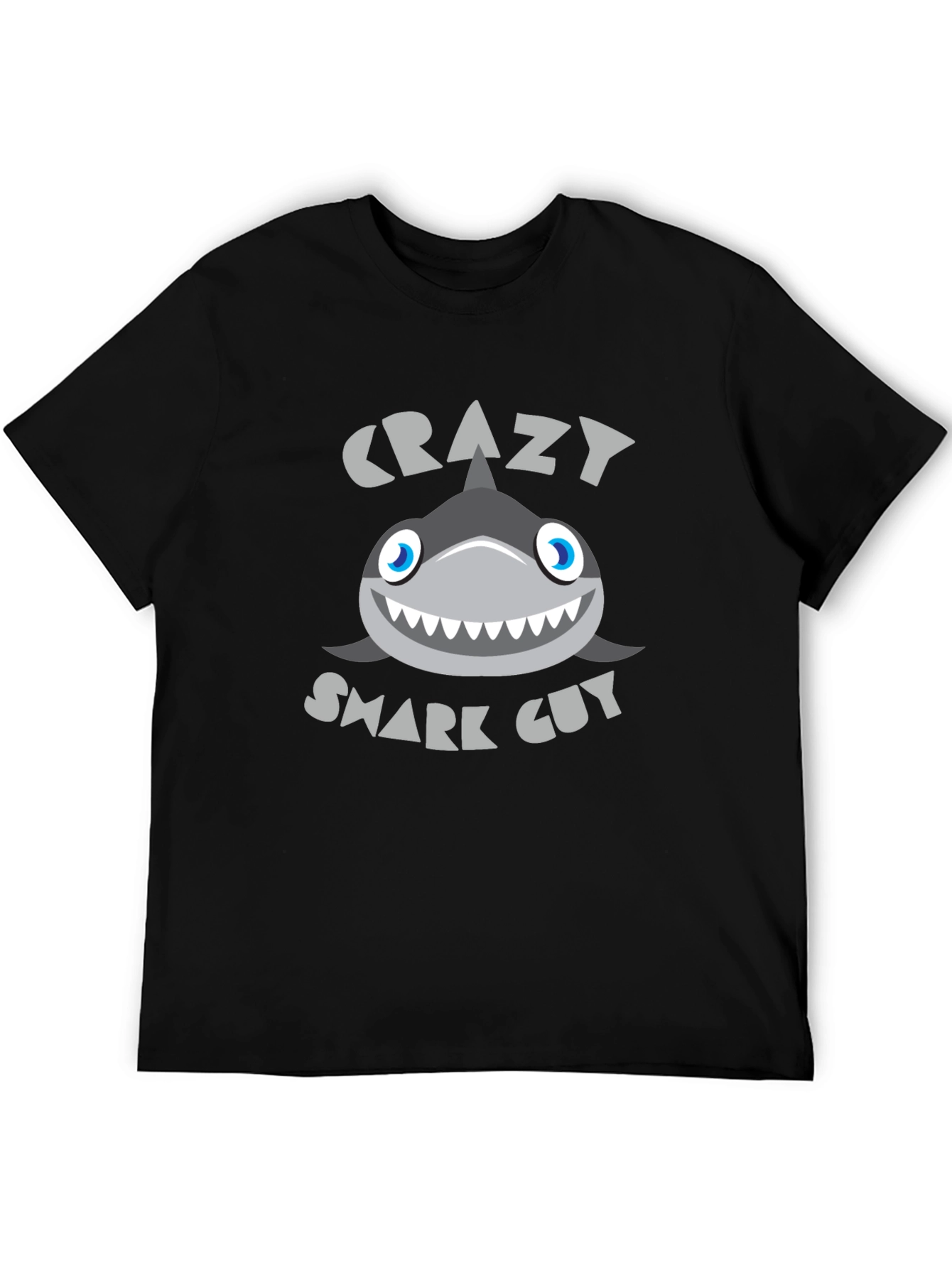 Black Crazy Shark Guy Black Graphic Tee view 5