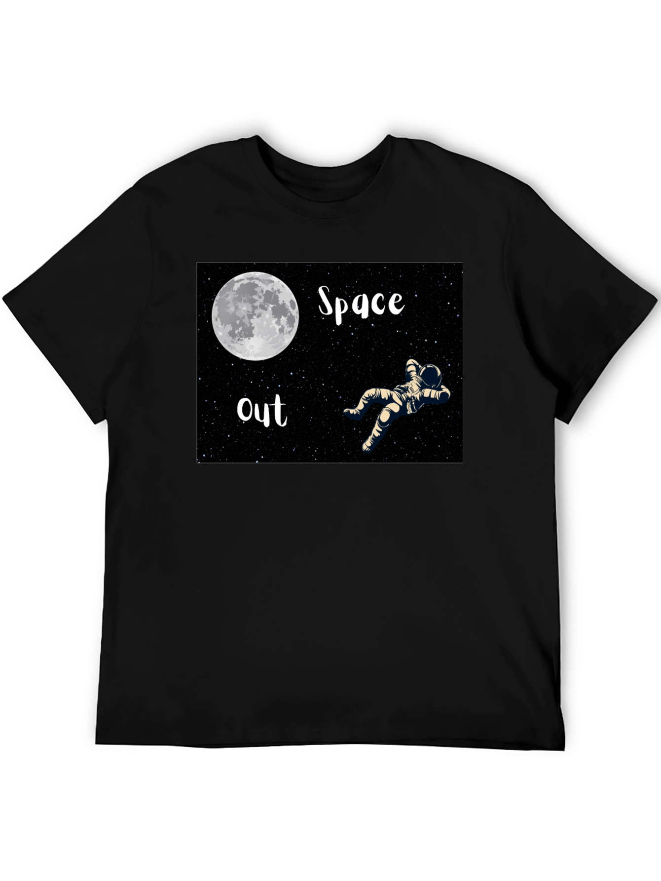 Space Out Black T-Shirt - Astronaut Moon Design - 5