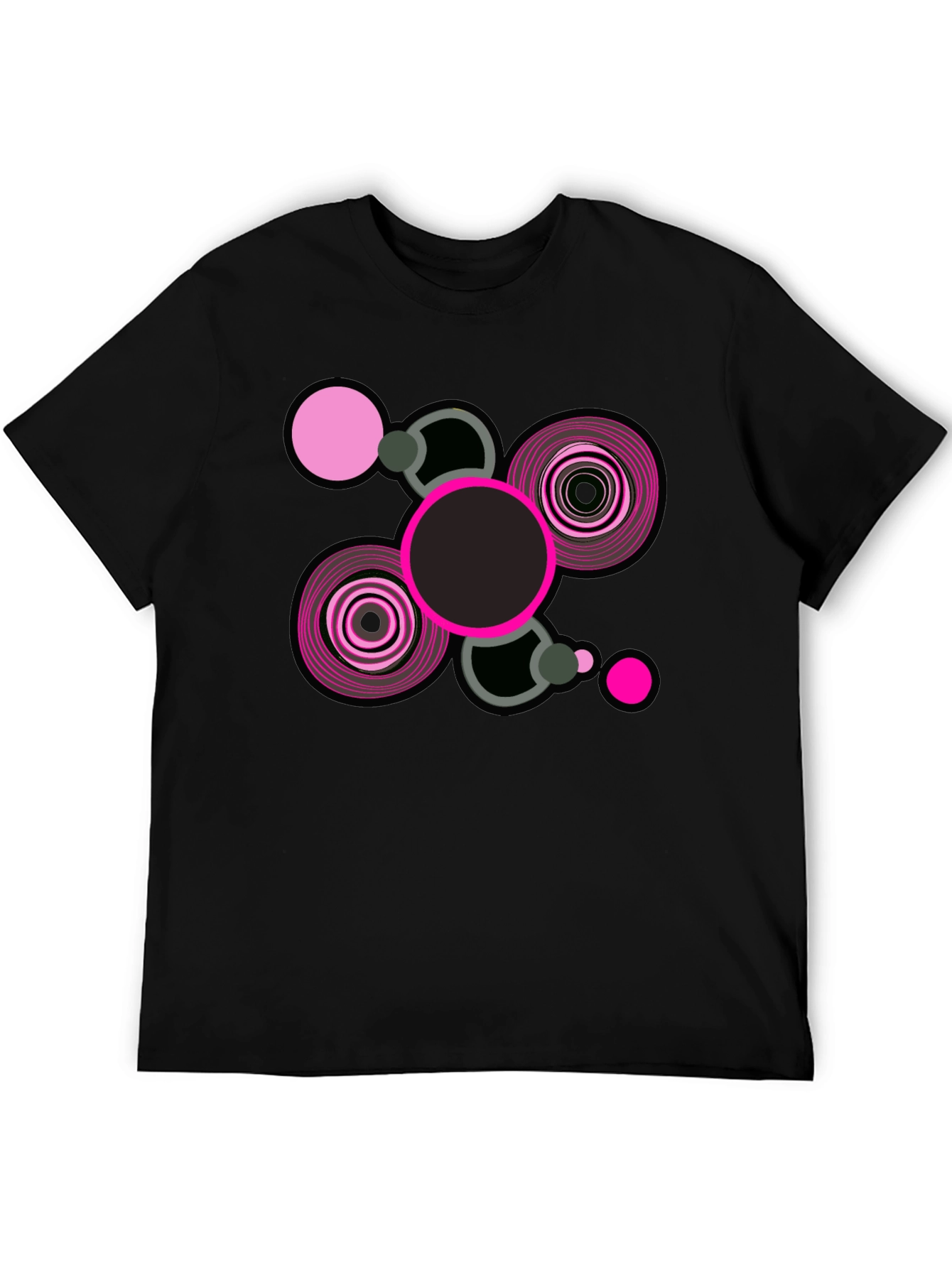 Black Abstract Geometric Graphic Print Black T-Shirt view 5