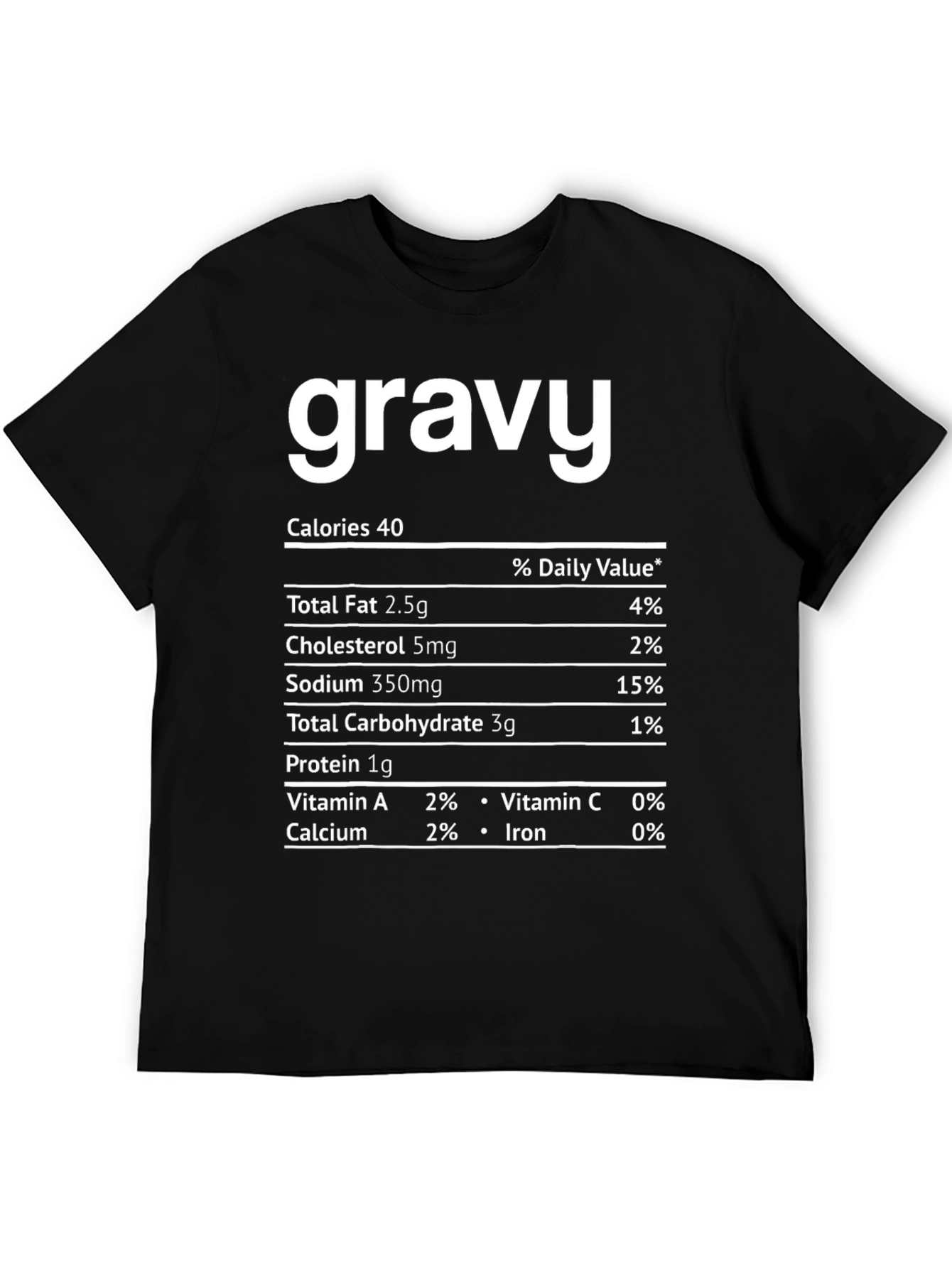 Black Funny Gravy Nutrition Facts T-Shirt, Thanksgiving Tee view 5