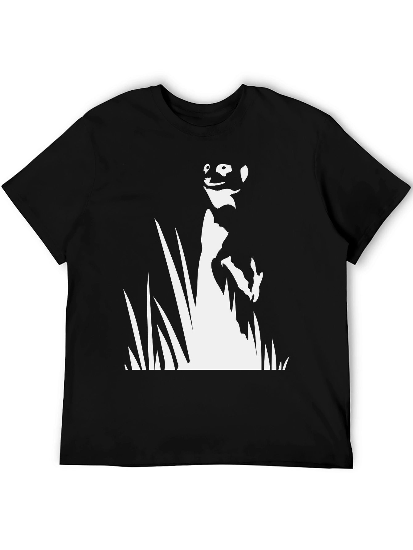 Black Meerkat Silhouette Graphic Tee - Black Cotton T-Shirt view 5