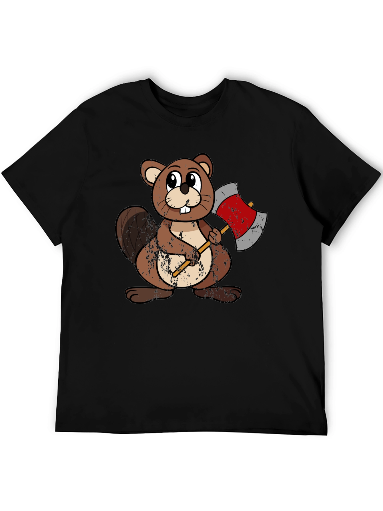 Black Beaver with Axe Graphic T-Shirt view 5