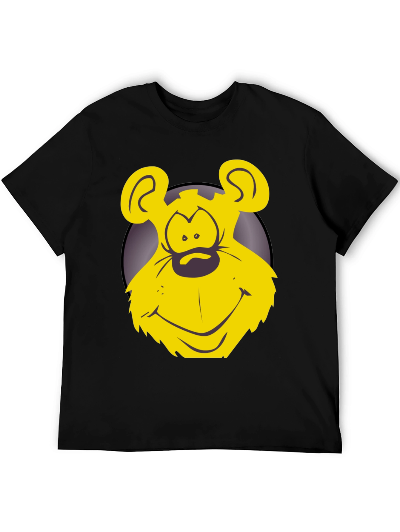 Black Funny Yellow Cartoon Bear Graphic T-Shirt view 5