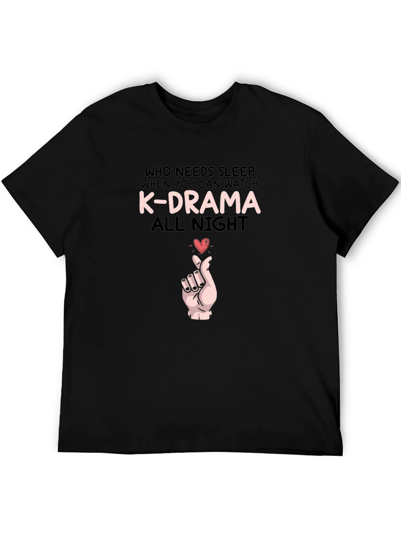 Black K-Drama All Night Graphic Tee view 5