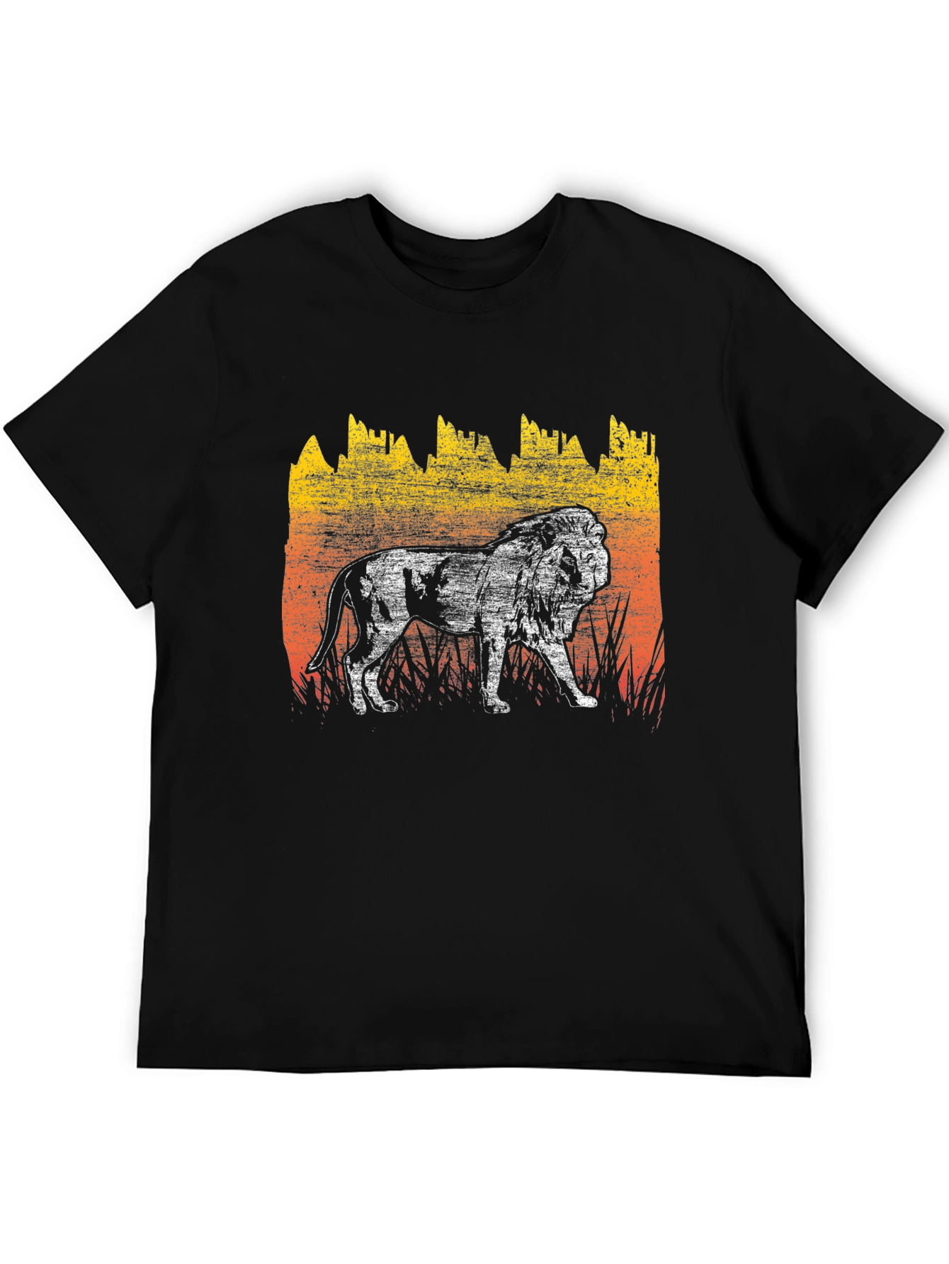 Black Lion Graphic Tee - Distressed Print Men's T-Shirt view 5