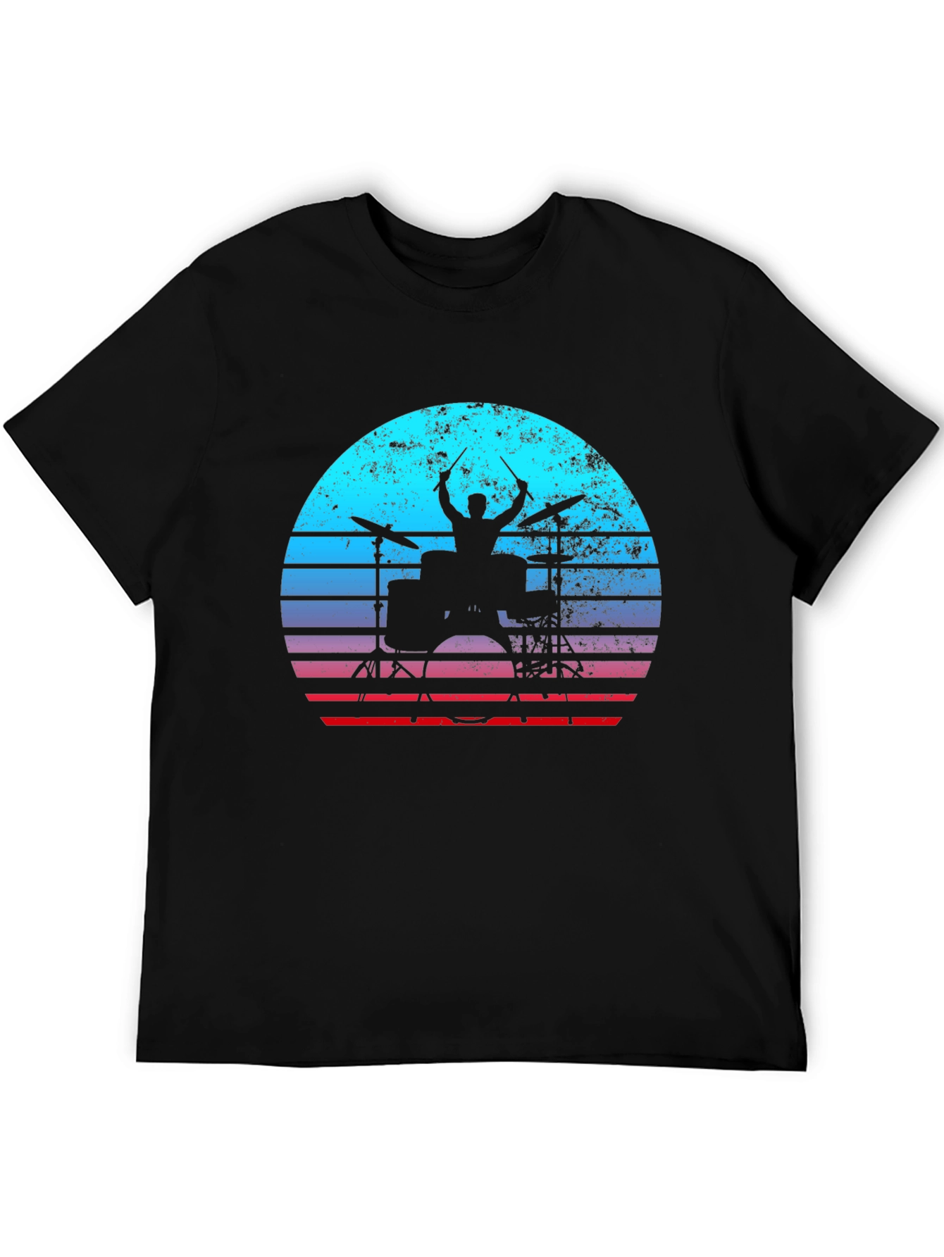 Black Drummer Sunset Graphic Tee - Music Lover Shirt view 5
