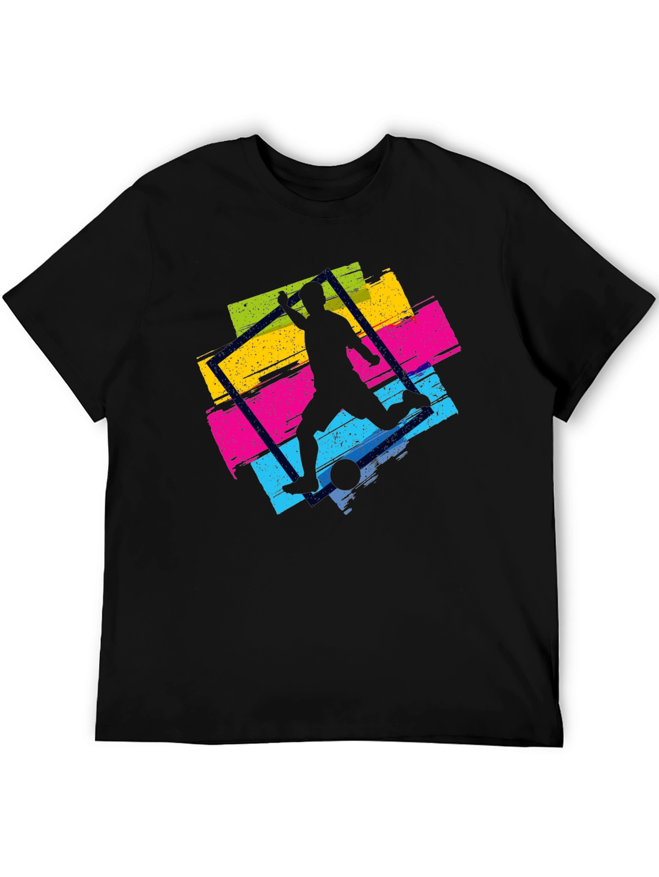 Black Vibrant Soccer Graphic Tee - Black Casual Shirt view 5