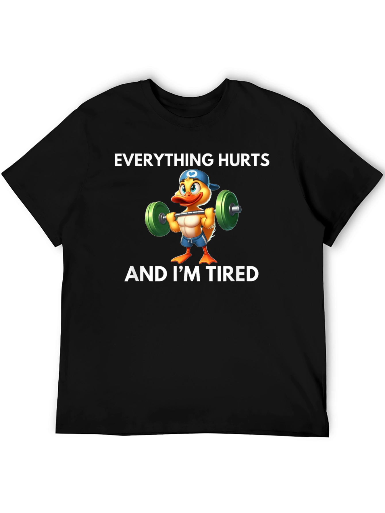 Black Everything Hurts Tired Duck T-Shirt view 5