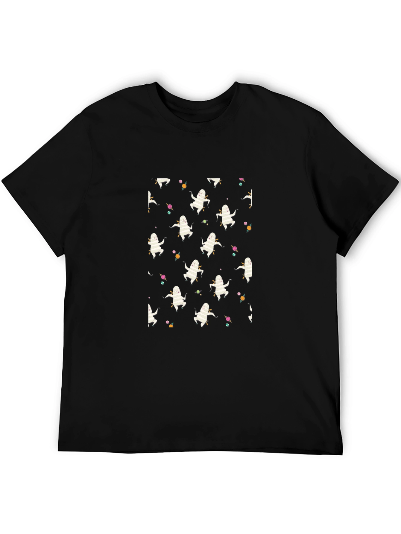 Black Ghost Pattern Black T-Shirt view 5