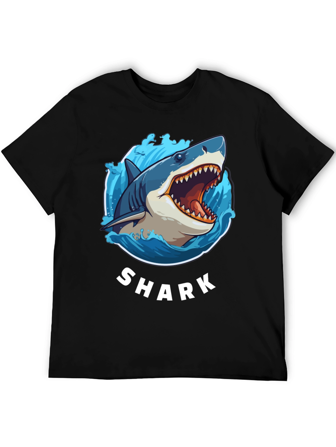 Black Shark Graphic Print Black T-Shirt view 5