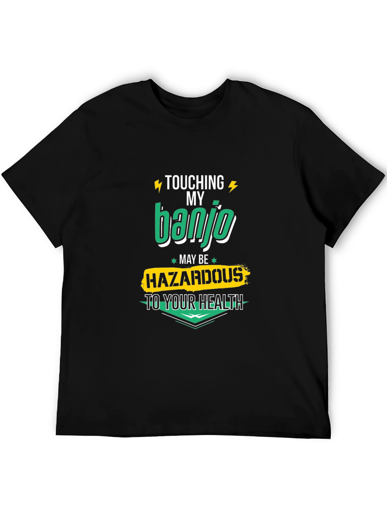 Black Banjo Hazardous T-Shirt - Funny Graphic Tee view 5