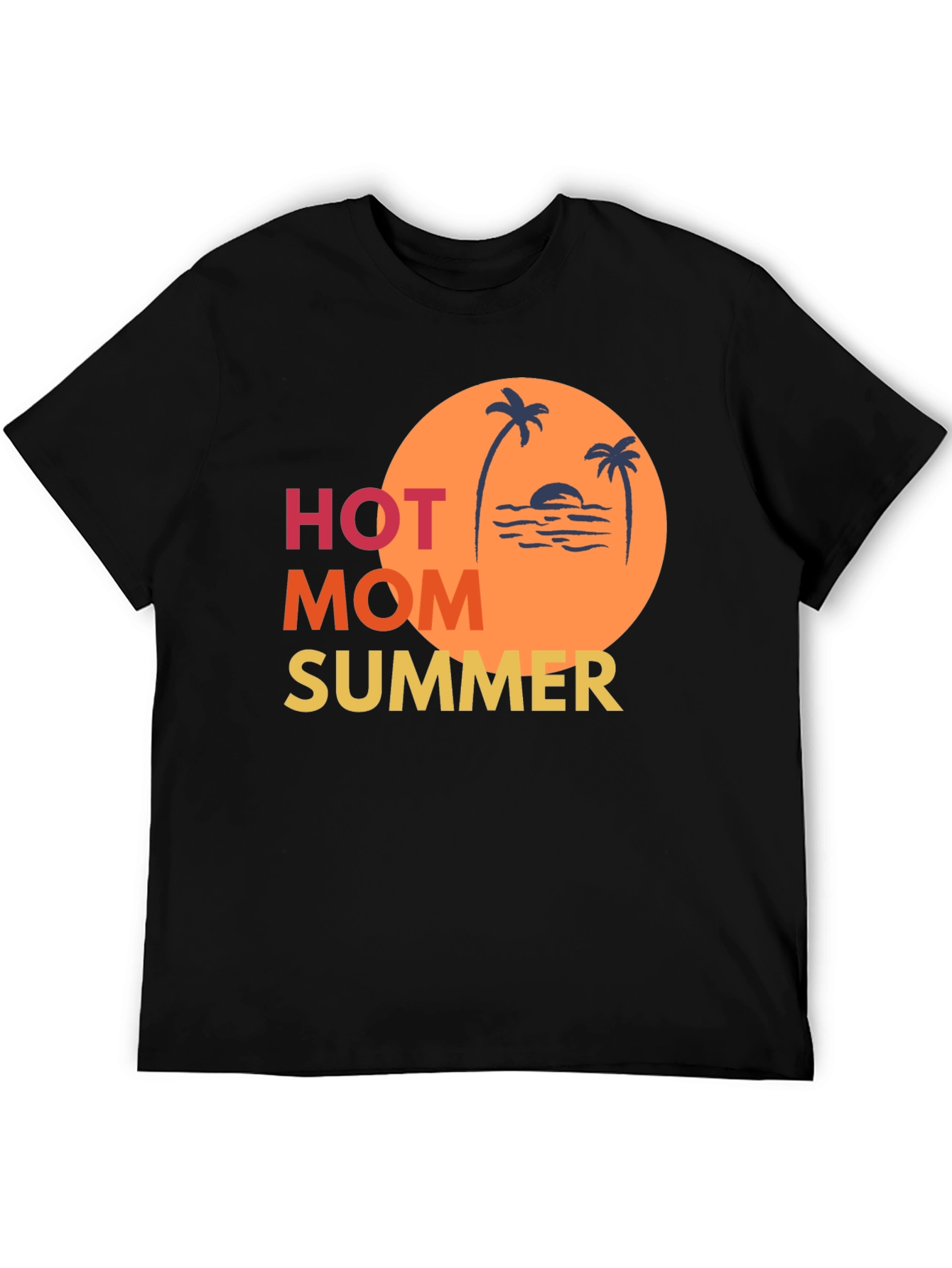Black Hot Mom Summer Graphic Tee - Black Cotton T-Shirt view 5