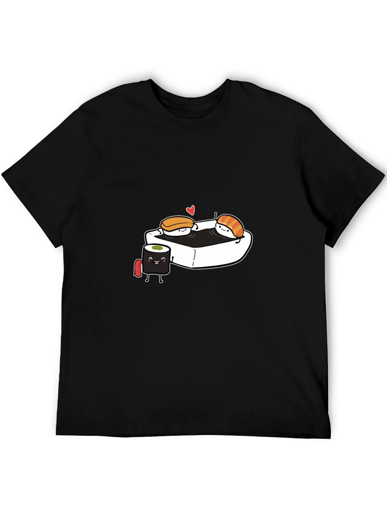 Black Sushi Love T-Shirt - Black Cotton Tee view 5